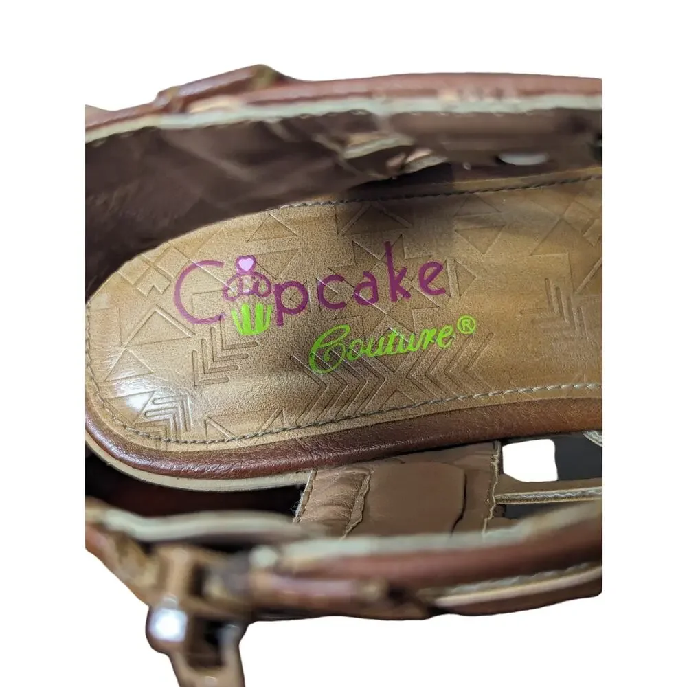 Cupcake Couture Girls Brown Gladiator Side Zip Sandals Size 4 1.5in Heel